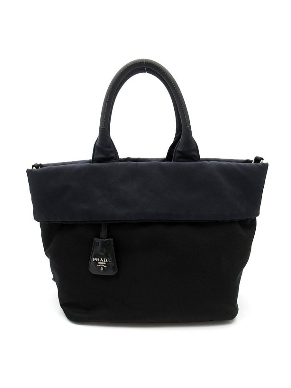 Prada Reversible Handbag Nylon Black Navy